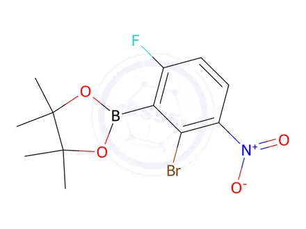 Chemical structure of 2-(2-Bromo-6-fluoro-3-nitrophenyl)-4,4,5,5-tetramethyl-1,3,2-dioxaborolane