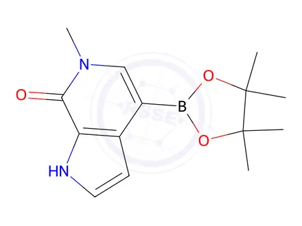 Chemical structure of 6-Methyl-4-(4,4,5,5-tetramethyl-1,3,2-dioxaborolan-2-yl)-1,6-dihydro-7H-pyrrolo[2,3-c]pyridin-7-one