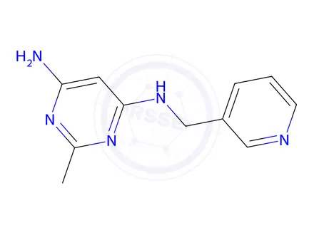 Chemical structure of 2-methyl-n4-(pyridin-3-ylmethyl)pyrimidine-4,6-diamine