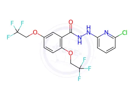 Chemical structure of N'-(6-Chloropyridin-2-yl)-2,5-bis(2,2,2-trifluoroethoxy)benzohydrazide