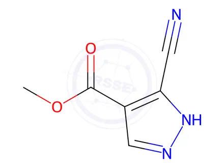 Chemical structure of 1H-Pyrazole-4-carboxylicacid,3-cyano-,methylester(9CI)