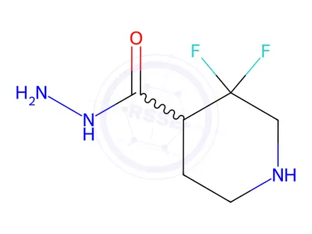Chemical structure of 4-Piperidinecarboxylic acid, 3,3-difluoro-,hydrazide