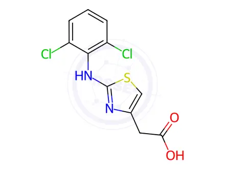 Chemical structure of 2-(2,6-Dichlorophenylamino-3,5-thiazolyl)acetic acid