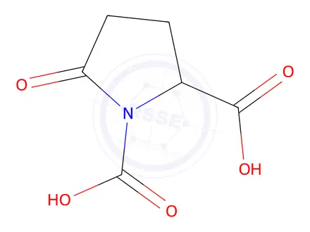 Chemical structure of 5-Oxopyrrolidine-1,2-dicarboxylic acid