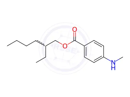Chemical structure of 2-ethylhexyl 4-(methylamino)benzoate