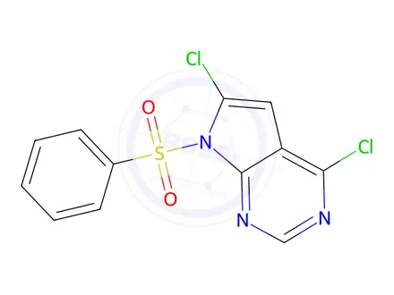 Chemical structure of 4,6-Dichloro-7-(phenylsulfonyl)-7H-pyrrolo[2,3-d]pyrimidine
