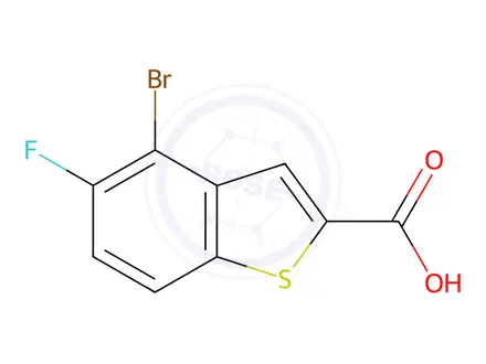 Chemical structure of 4-bromo-5-fluoro-benzothiophene-2-carboxylic acid