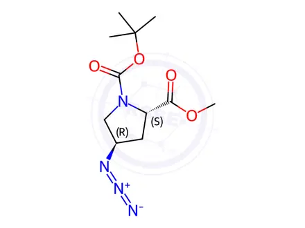 Chemical structure of (2S,4R)-4-Azido-1,2-pyrrolidinedicarboxylic Acid 1-(1,1-Dimethylethyl) 2-Methyl Ester