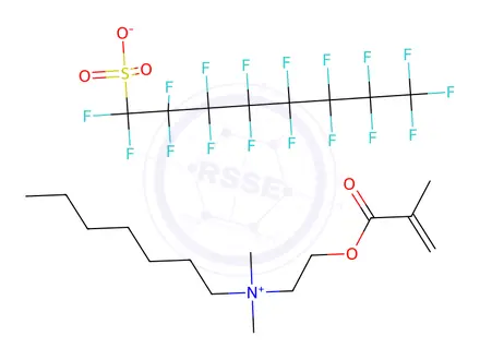 Chemical structure of heptyldimethyl{2-[(2-methylprop-2-enoyl)oxy]ethyl}azanium heptadecafluorooctane-1-sulfonate (PFOS-C15H30NO2)