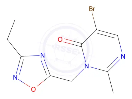 Chemical structure of 5-Bromo-3-[(3-Ethyl-1,2,4-Oxadiazol-5-Yl)Methyl]-2-Methyl-3,4-Dihydropyrimidin-4-One