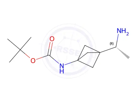 Chemical structure of Tert-butyl (R)-(3-(1-aminoethyl)bicyclo[1.1.1]Pentan-1-yl)carbamate