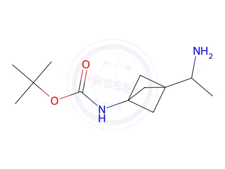 Chemical structure of Tert-butyl (3-(1-aminoethyl)bicyclo[1.1.1]Pentan-1-yl)carbamate