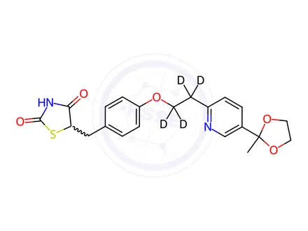 Chemical structure of 5-[4-[2-[5-(2-Methyl-1,3-dioxolan-2-yl)-2-pyridinyl]ethoxy-d4]benzyl]-2,4-thiazolidinedione