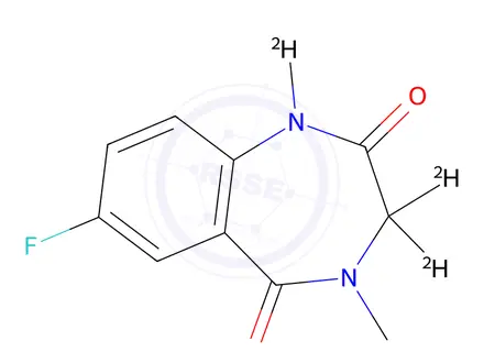 Chemical structure of 7-Fluoro-3,4-dihydro-4-methyl-1H-1,4-benzodiazepine-2,5-dione-d3