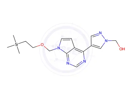 Chemical structure of (4-(7-((2-(trimethylsilyl)ethoxy)methyl)-7H-pyrrolo[2,3-d]pyrimidin-4-yl)-1H-pyrazol-1-yl)methanol
