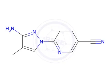 Chemical structure of 6-(3-amino-4-methyl-1H-pyrazol-1-yl)pyridine-3-carbonitrile