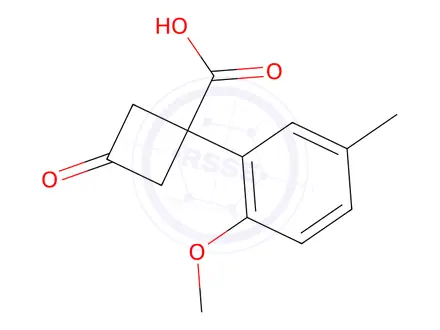 Chemical structure of 1-(2-Methoxy-5-methylphenyl)-3-oxocyclobutane-1-carboxylic acid