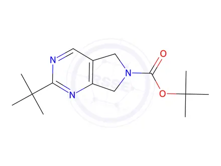 Chemical structure of 2-tert-butyl-5,7-dihydro-pyrrolo[3,4-d]pyrimidine-6-carboxylic acid tert-butyl ester