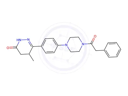 Chemical structure of 6-(phenylacetylpiperazinyl)phenyl-5-methyl-4,5-dihydro-3(2H)-pyridazinone