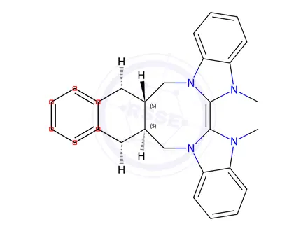 Chemical structure of (12a,18a)-5,6,12,12a,13,18,18a,19-Octahydro-5,6-dimethyl-13,18[1',2']-benzenobisbenzimidazo [1,2-b:2',1'-d]benzo[i][2.5]benzodiazocine potassium trifl