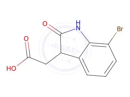 Chemical structure of 2-(7-Bromo-2-oxo-2,3-dihydro-1h-indol-3-yl)acetic acid