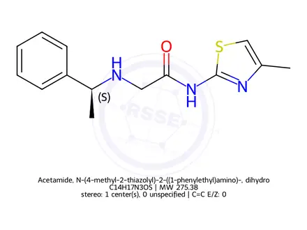 Chemical structure of Acetamide, N-(4-methyl-2-thiazolyl)-2-((1-phenylethyl)amino)-, dihydro chloride, (-)-