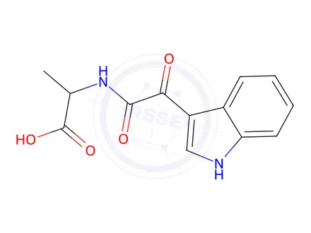 Chemical structure of (S)-2-(2-(1H-Indol-3-yl)-2-oxoacetamido)propanoic acid