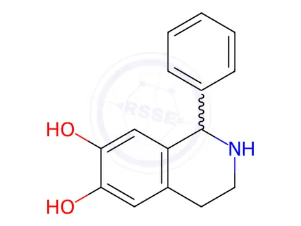 Chemical structure of 1-Phenyl-1,2,3,4-tetrahydroisoquinoline-6,7-diol
