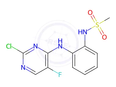 Chemical structure of N-(2-(2-chloro-5-fluoropyrimidin-4-ylamino)phenyl)methanesulfonamide