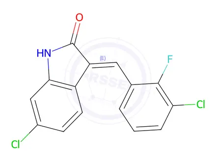 Chemical structure of 6-Chloro-3-[(3-chloro-2-fluorophenyl)methylene]-1,3-dihydro-2H-Indol-2-one