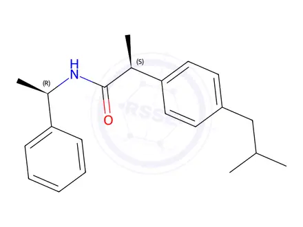 Chemical structure of (R,S)-N-(1-Phenylethyl) Ibuprofen Amide