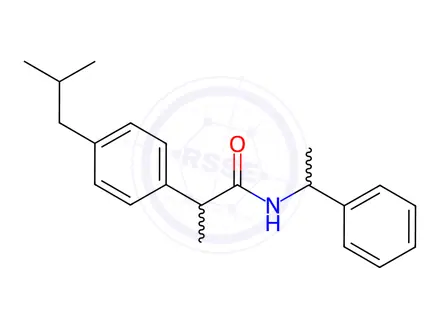 Chemical structure of N-(1-Phenylethyl)Ibuprofen Amide(Mixture of 4 Diastereomers)