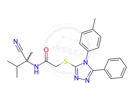 Chemical structure of N-(2-Cyano-3-methylbutan-2-yl)-2-((5-phenyl-4-(p-tolyl)-4H-1,2,4-triazol-3-yl)thio)acetamide