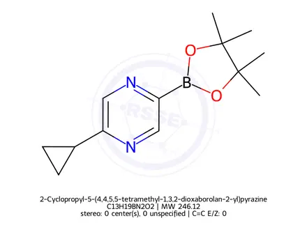 Chemical structure of 2-Cyclopropyl-5-(4,4,5,5-tetramethyl-1,3,2-dioxaborolan-2-yl)pyrazine