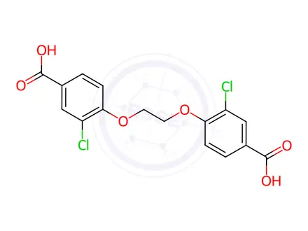 Chemical structure of 4,4'-[1,2-ethanediylbis(oxy)]bis[3-chlorobenzoic] acid