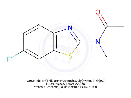 Chemical structure of Acetamide, N-(6-fluoro-2-benzothiazolyl)-N-methyl-(9CI)