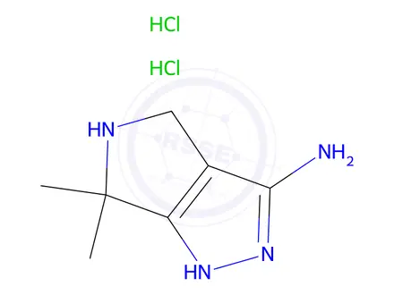 Chemical structure of 6,6-Dimethyl-1,4,5,6-tetrahydropyrrolo[3,4-c]pyrazol-3-amine dihydrochloride