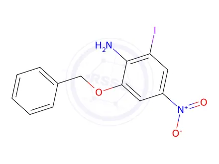 Chemical structure of 2-(Benzyloxy)-6-iodo-4-nitroaniline
