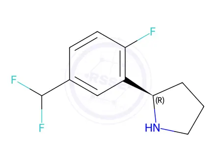 Chemical structure of (2S)-2-[5-(DIFLUOROMETHYL)-2-FLUOROPHENYL]PYRROLIDINE