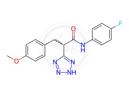 Chemical structure of N-(4-Fluorophenyl)-3-(4-methoxyphenyl)-2-(2H-1,2,3,4-tetrazol-5-yl)propanamide