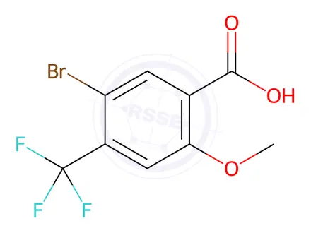 Chemical structure of 5-bromo-2-methoxy-4-(trifluoromethyl)benzoic acid