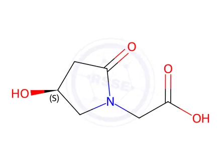 Chemical structure of (S)-4-Hydroxy-2-pyrrolidinone-1-N-acetic acid