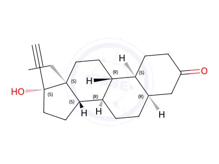 Chemical structure of (5R,8R,9R,10S,13S,14S,17R)-13-ethyl-17-ethynyl-17-hydroxytetradecahydro-1H-cyclopenta[a]phenanthren-3(2H)-one