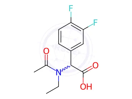 Chemical structure of 2-(3,4-difluorophenyl)-2-(N-ethylacetamido)acetic acid