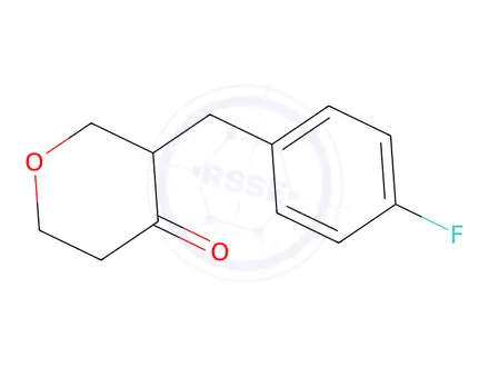 Chemical structure of 3-(4-Fluorobenzyl)dihydro-2H-pyran-4(3H)-one