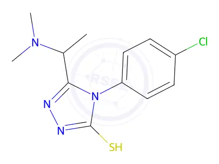 Chemical structure of 4-(4-Chlorophenyl)-5-[1-(dimethylamino)ethyl]-4H-1,2,4-triazole-3-thiol