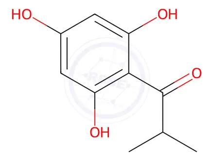 Chemical structure of 1-Propanone, 2-methyl-1-(2,4,6-trihydroxyphenyl)-