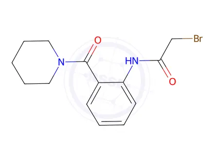 Chemical structure of 2-Bromo-N-[2-(1-piperidinylcarbonyl)phenyl]-acetamide