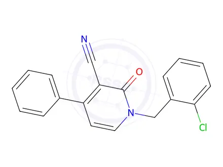 Chemical structure of 1-[(2-Chlorophenyl)methyl]-2-oxo-4-phenyl-1,2-dihydropyridine-3-carbonitrile