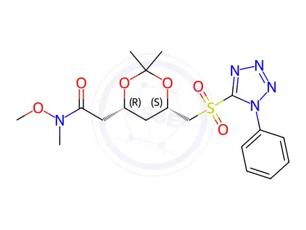 Chemical structure of 2,4,6-Trideoxy-N-methoxy-N-methyl-3,5-O-(1-methylethylidene)-6-[(1-phenyl-1H-tetrazol-5-yl)sulfonyl]-D-erythro-hexonamide